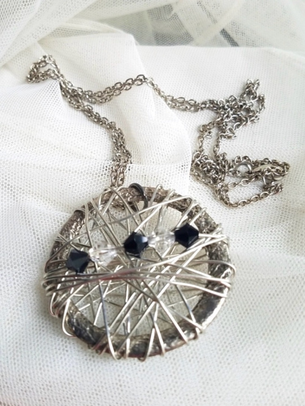 Swarovski Elements Unique Handmade Beaded Sphere Contemporary Long Necklace NEW